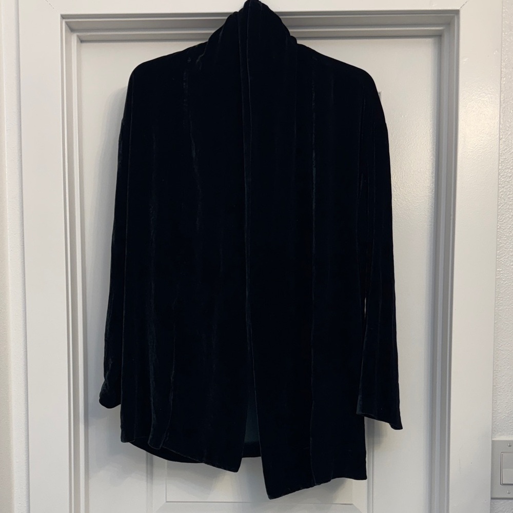Eileen Fisher Black/dark green Velvet Cape Jacket